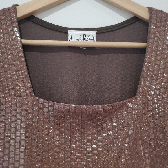 Joseph Ribkoff Brown Sequin 3/4 Sleeve Blouse - Picture 7 of 8